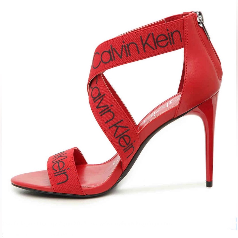 Calvin Klein red elastic heels size 7.5 M - Picture 1 of 6